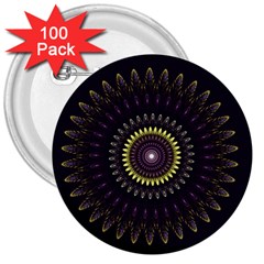 Fractal Purple Mandala Violet 3  Buttons (100 Pack)  by Celenk