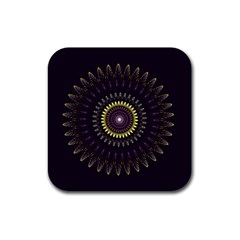 Fractal Purple Mandala Violet Rubber Coaster (square)  by Celenk