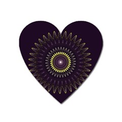 Fractal Purple Mandala Violet Heart Magnet by Celenk