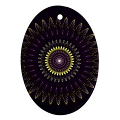 Fractal Purple Mandala Violet Oval Ornament (two Sides) by Celenk