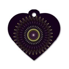 Fractal Purple Mandala Violet Dog Tag Heart (two Sides) by Celenk