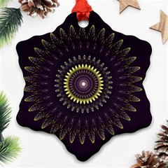 Fractal Purple Mandala Violet Snowflake Ornament (two Sides) by Celenk