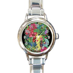 Mandala Figure Nature Girl Round Italian Charm Watch by Celenk