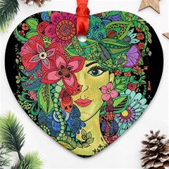 Mandala Figure Nature Girl Ornament (heart) by Celenk