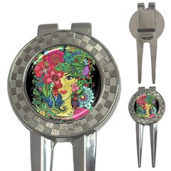 Mandala Figure Nature Girl 3-in-1 Golf Divots by Celenk