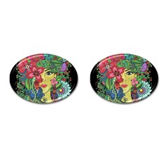 Mandala Figure Nature Girl Cufflinks (oval) by Celenk