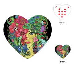 Mandala Figure Nature Girl Playing Cards (heart)  by Celenk