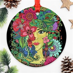 Mandala Figure Nature Girl Round Ornament (two Sides) by Celenk