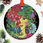 Mandala Figure Nature Girl Round Ornament (Two Sides) Front