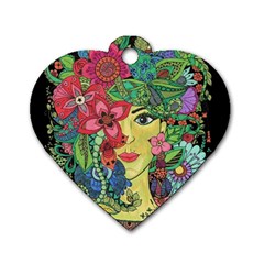 Mandala Figure Nature Girl Dog Tag Heart (one Side) by Celenk