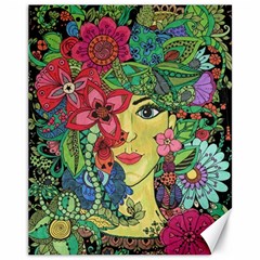 Mandala Figure Nature Girl Canvas 11  X 14   by Celenk