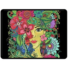 Mandala Figure Nature Girl Fleece Blanket (large)  by Celenk