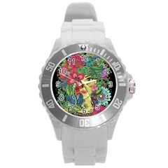 Mandala Figure Nature Girl Round Plastic Sport Watch (l) by Celenk