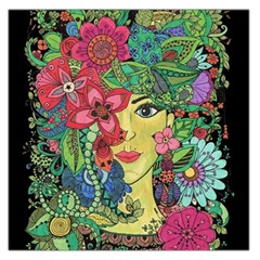 Mandala Figure Nature Girl Large Satin Scarf (square) by Celenk