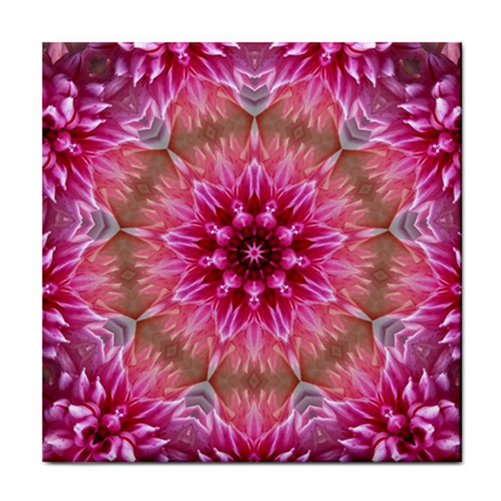 Flower Mandala Art Pink Abstract Tile Coasters