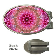 Flower Mandala Art Pink Abstract Money Clips (oval)  by Celenk