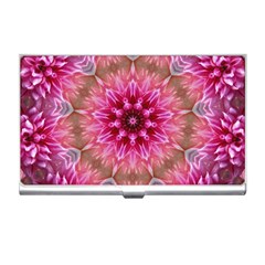 Flower Mandala Art Pink Abstract Business Card Holders by Celenk