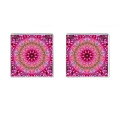 Flower Mandala Art Pink Abstract Cufflinks (square) by Celenk