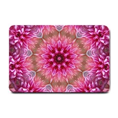 Flower Mandala Art Pink Abstract Small Doormat  by Celenk