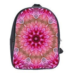 Flower Mandala Art Pink Abstract School Bag (large) by Celenk