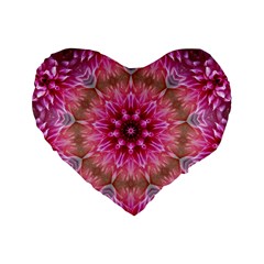 Flower Mandala Art Pink Abstract Standard 16  Premium Heart Shape Cushions by Celenk