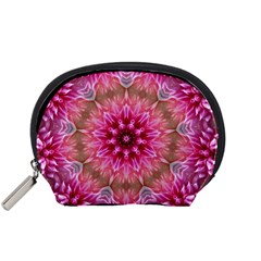 Flower Mandala Art Pink Abstract Accessory Pouches (small)  by Celenk