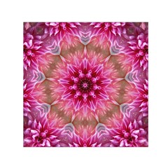 Flower Mandala Art Pink Abstract Small Satin Scarf (square) by Celenk