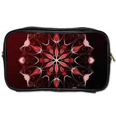 Mandala Red Bright Kaleidoscope Toiletries Bags 2-side by Celenk