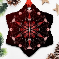 Mandala Red Bright Kaleidoscope Snowflake Ornament (two Sides) by Celenk