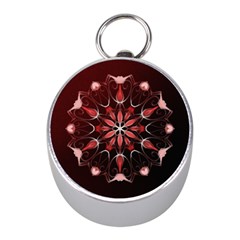 Mandala Red Bright Kaleidoscope Mini Silver Compasses