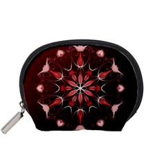 Mandala Red Bright Kaleidoscope Accessory Pouches (small)  by Celenk