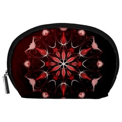 Mandala Red Bright Kaleidoscope Accessory Pouches (large)  by Celenk