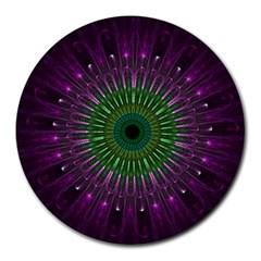 Purple Mandala Fractal Glass Round Mousepads by Celenk