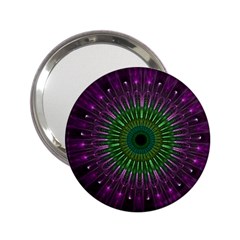 Purple Mandala Fractal Glass 2 25  Handbag Mirrors by Celenk