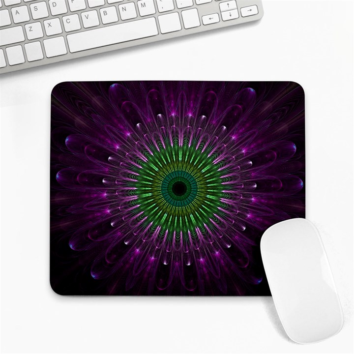 Purple Mandala Fractal Glass Large Mousepads