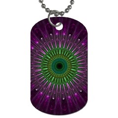 Purple Mandala Fractal Glass Dog Tag (one Side) by Celenk