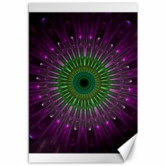 Purple Mandala Fractal Glass Canvas 12  X 18   by Celenk