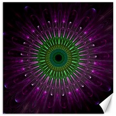 Purple Mandala Fractal Glass Canvas 16  X 16   by Celenk