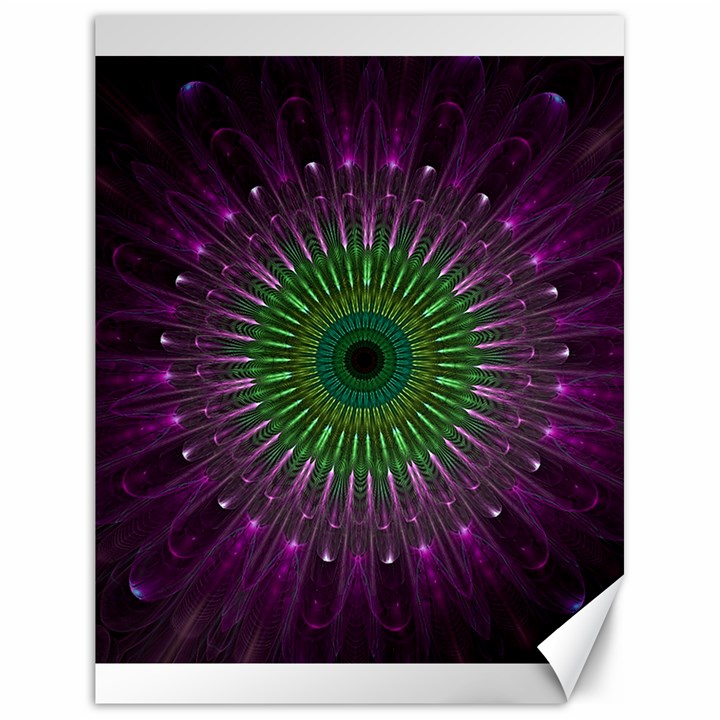 Purple Mandala Fractal Glass Canvas 18  x 24  