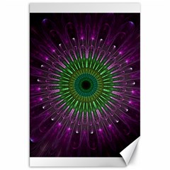 Purple Mandala Fractal Glass Canvas 20  X 30   by Celenk