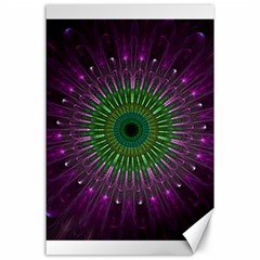 Purple Mandala Fractal Glass Canvas 24  X 36  by Celenk