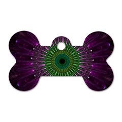 Purple Mandala Fractal Glass Dog Tag Bone (two Sides) by Celenk