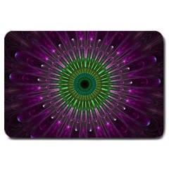 Purple Mandala Fractal Glass Large Doormat  by Celenk