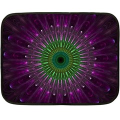 Purple Mandala Fractal Glass Fleece Blanket (mini) by Celenk