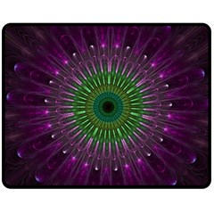 Purple Mandala Fractal Glass Fleece Blanket (medium)  by Celenk