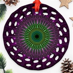 Purple Mandala Fractal Glass Ornament (round Filigree) by Celenk