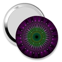 Purple Mandala Fractal Glass 3  Handbag Mirrors by Celenk