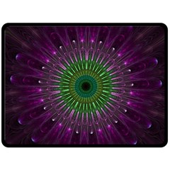 Purple Mandala Fractal Glass Double Sided Fleece Blanket (large)  by Celenk