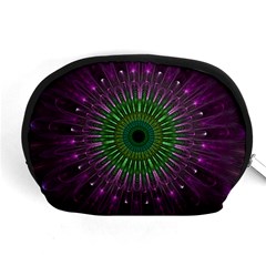 Purple Mandala Fractal Glass Accessory Pouches (medium)  by Celenk