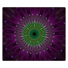 Purple Mandala Fractal Glass Double Sided Flano Blanket (small)  by Celenk